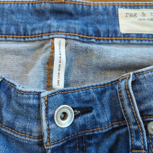 Rag & Bone Dre Low Rise Slim Boyfriend Women Jeans 28 light blue distressed - Picture 8 of 16